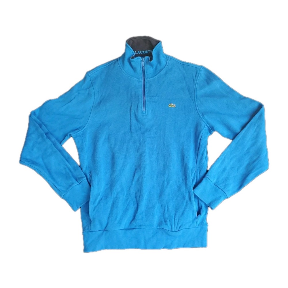 Men's Lacoste Blue 1/4 Zip Sweatshirt Pullover Jumper Size Small RN 87651